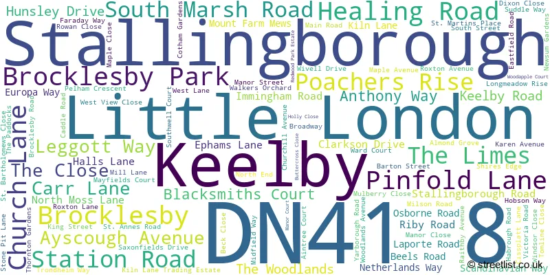 A word cloud for the DN41 8 postcode